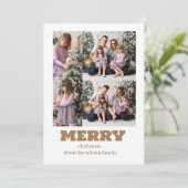 Vrolijk kerstfeest | Modern Vier Foto Collage Holi Feestdagenkaart (Staand voorkant)