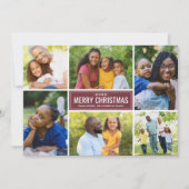 Vrolijk kerstfeest Modern Wine Red Foto Collage Feestdagenkaart (Voorkant)