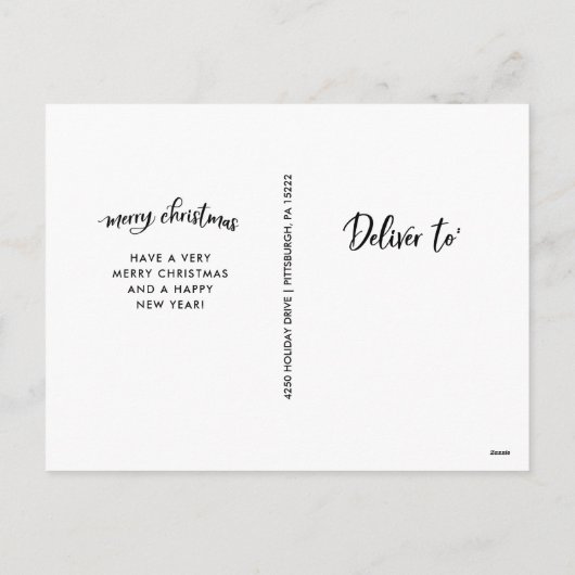 vrolijk kerstfeest | Modern wit script met foto Feestdagenkaart (Achterkant)