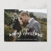 vrolijk kerstfeest | Modern wit script met foto Feestdagenkaart (Voorkant)