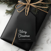 "Vrolijk Kerstfeest Modern Zwart Gepersonaliseerde Cadeaulabel
