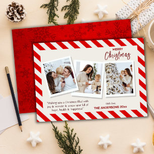 Vrolijk kerstfeest moderne 3 familie foto's schatt feestdagenkaart