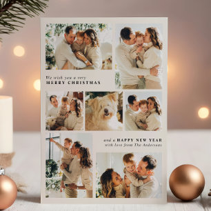 Vrolijk kerstfeest moderne 7-foto collage feestdagenkaart