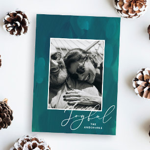 Vrolijk kerstfeest. Moderne abstracte groene oliep Feestdagenkaart