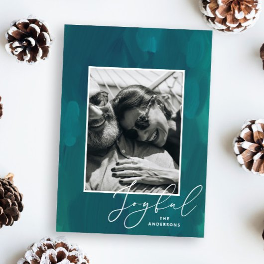 Vrolijk kerstfeest. Moderne abstracte groene oliep Feestdagenkaart