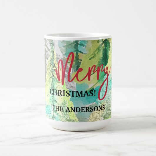 Vrolijk kerstfeest Moderne Abstracte Winter Waterv Koffiemok (Center)