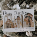 Vrolijk kerstfeest Moderne Arch-fotofeestkaarten Feestdagenkaart<br><div class="desc">Deze vakantiekaart is voorzien van een prachtige calligrafie-lettertype in combinatie met een eenvoudig sans serif lettertype. Met deze prachtige moderne,  minimale kerstkaart kunnen drie afzonderlijke secties uw eigen perfecte afbeeldingen naar het lettertype uploaden.</div>