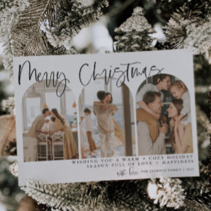 Vrolijk kerstfeest Moderne Arch-fotofeestkaarten Feestdagenkaart