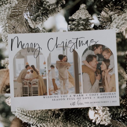 Vrolijk kerstfeest Moderne Arch-fotofeestkaarten Feestdagenkaart