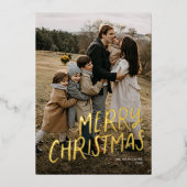 Vrolijk kerstfeest moderne belettering Eenvoudige  Folie Feestdagenkaart (Voorkant)