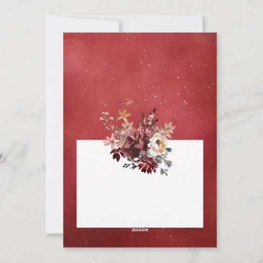 Vrolijk kerstfeest moderne bloemen en rendieren fo feestdagenkaart (Achterkant)