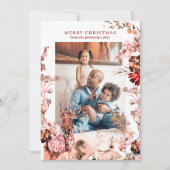 Vrolijk kerstfeest moderne bloemen en rendieren fo feestdagenkaart (Voorkant)