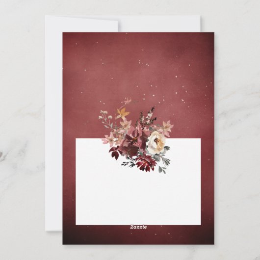 Vrolijk kerstfeest moderne bloemen en rendieren fo feestdagenkaart (Achterkant)