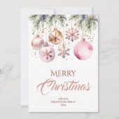 Vrolijk kerstfeest moderne boho metallic waterverf feestdagenkaart (Voorkant)