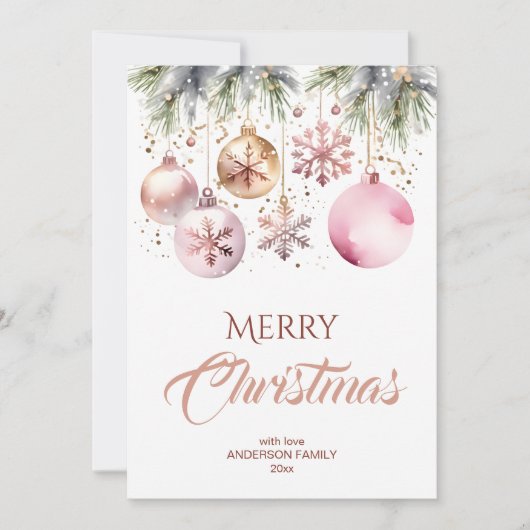 Vrolijk kerstfeest moderne boho metallic waterverf feestdagenkaart (Voorkant)