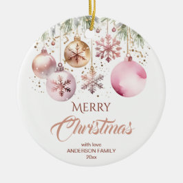 Vrolijk kerstfeest moderne boho metallic waterverf keramisch ornament