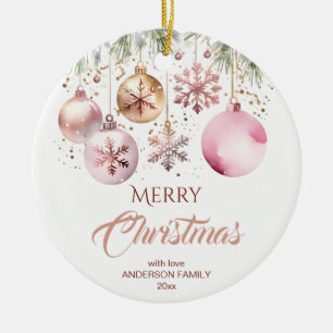 Vrolijk kerstfeest moderne boho metallic waterverf keramisch ornament