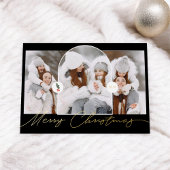 Vrolijk Kerstfeest moderne boog 3 foto's zwart scr Folie Feestdagenkaart
