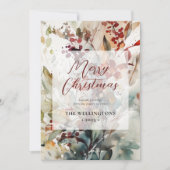 Vrolijk kerstfeest moderne botanische Waterverf Feestdagenkaart (Voorkant)