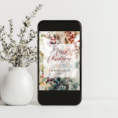 Vrolijk kerstfeest moderne botanische Waterverf Feestdagenkaart