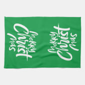 Vrolijk kerstfeest Moderne Christelijke Christelij Theedoek (Horizontaal)