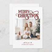 vrolijk kerstfeest! Moderne, eenvoudige foto Feestdagenkaart (Voorkant / Achterkant)