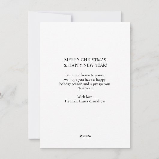 Vrolijk kerstfeest! Moderne, eenvoudige foto Feestdagenkaart (Achterkant)