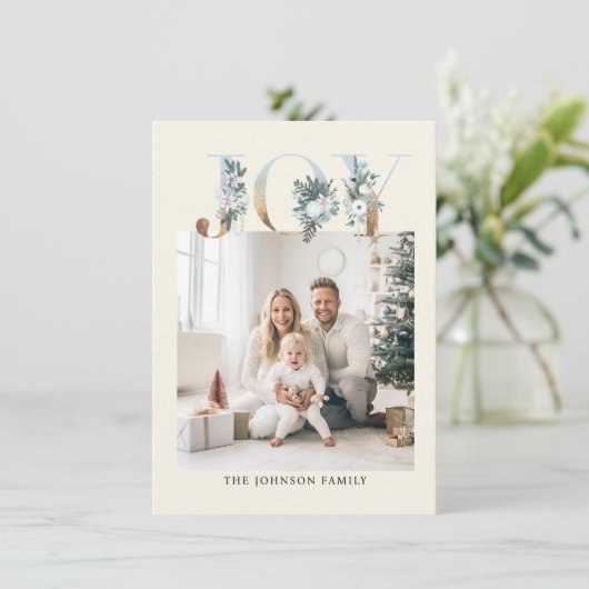 Vrolijk kerstfeest! Moderne, eenvoudige foto Feestdagenkaart (Staand voorkant)