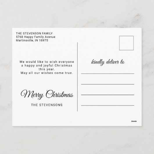 Vrolijk kerstfeest moderne eenvoudige foto feestdagenkaart (Achterkant)