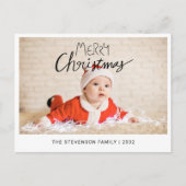 Vrolijk kerstfeest moderne eenvoudige foto feestdagenkaart (Voorkant)