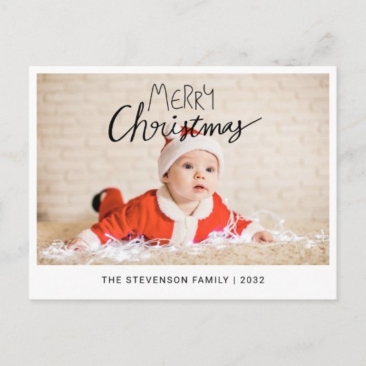 Vrolijk kerstfeest moderne eenvoudige foto feestdagenkaart (Voorkant)