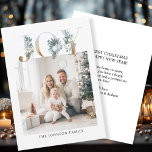 Vrolijk kerstfeest! Moderne, eenvoudige foto Feestdagenkaart<br><div class="desc">Klantspecifieke "Joy-Merry Christmas" foto vakantiepas. Vier de vreugde van het vakantieseizoen met deze prachtig ontworpen, aanpasbare fotokaart. De elegante witte achtergrond lijsten uw persoonlijke familiefoto perfect, waardoor uw vakantie groeten opvallen met stijl. Aan de bovenkant wordt het woord "JOY" kunstzinnig weergegeven in feestelijke, met goud geaccentueerde letters, en voegt een...</div>