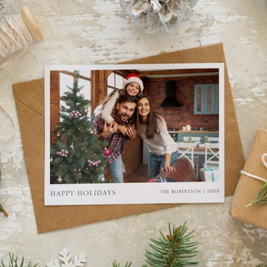 Vrolijk kerstfeest moderne eenvoudige foto feestdagenkaart