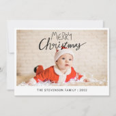 Vrolijk kerstfeest moderne eenvoudige foto feestdagenkaart (Voorkant)