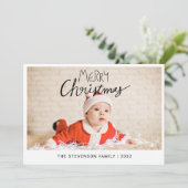 Vrolijk kerstfeest moderne eenvoudige foto feestdagenkaart (Staand voorkant)