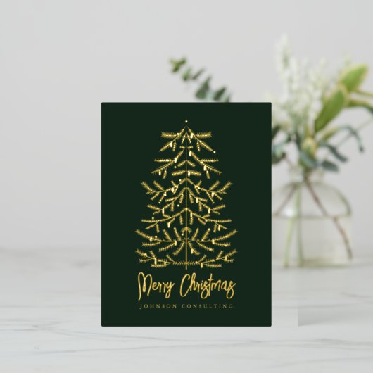 Vrolijk kerstfeest Moderne Eenvoudige kerstboom Folie Feestdagen Briefkaart (Staand Voorkant)