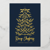 Vrolijk kerstfeest Moderne Eenvoudige kerstboom Folie Feestdagenkaart (Voorkant)