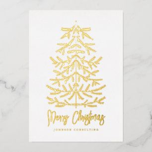 Vrolijk kerstfeest Moderne Eenvoudige kerstboom Folie Feestdagenkaart