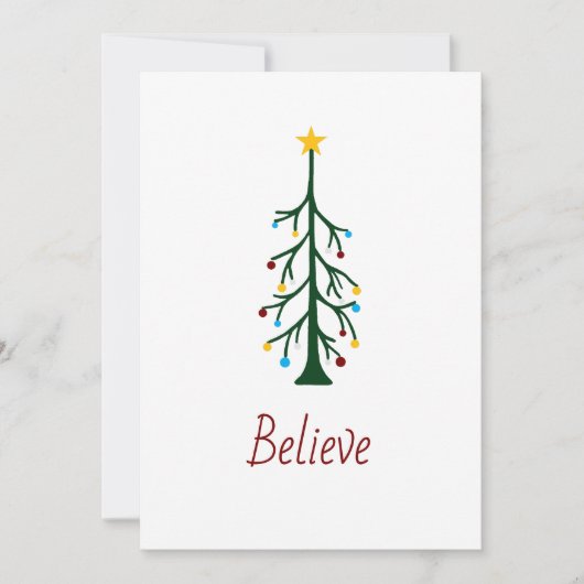 Vrolijk Kerstfeest Moderne Evergreen Tree Geloof Feestdagenkaart (Voorkant)
