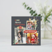 vrolijk kerstfeest | Moderne familie fotocollage Feestdagenkaart (Staand voorkant)