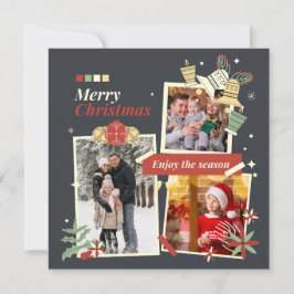 vrolijk kerstfeest | Moderne familie fotocollage Feestdagenkaart