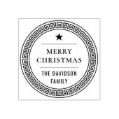 Vrolijk kerstfeest Moderne familienaam Griekse Mea Rubberstempel (Afrduk)
