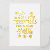 Vrolijk kerstfeest moderne foto goud folie feestdagenkaart (Voorkant)