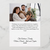 Vrolijk kerstfeest moderne foto goud folie feestdagenkaart (Achterkant)