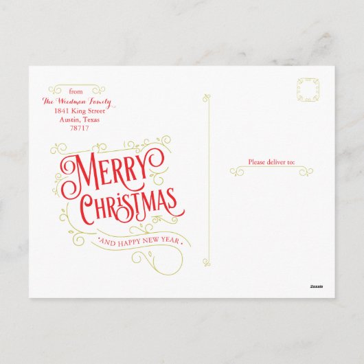 Vrolijk Kerstfeest Moderne Foto Vakantie Briefkaar Feestdagenkaart (Achterkant)