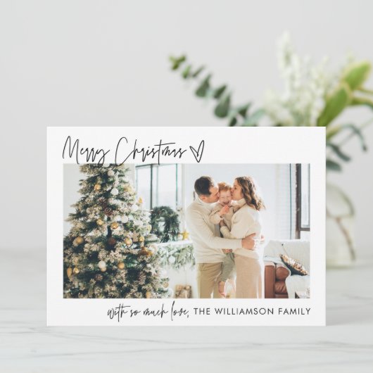 Vrolijk kerstfeest Moderne fotofeestdag Minimale Feestdagenkaart (Staand voorkant)