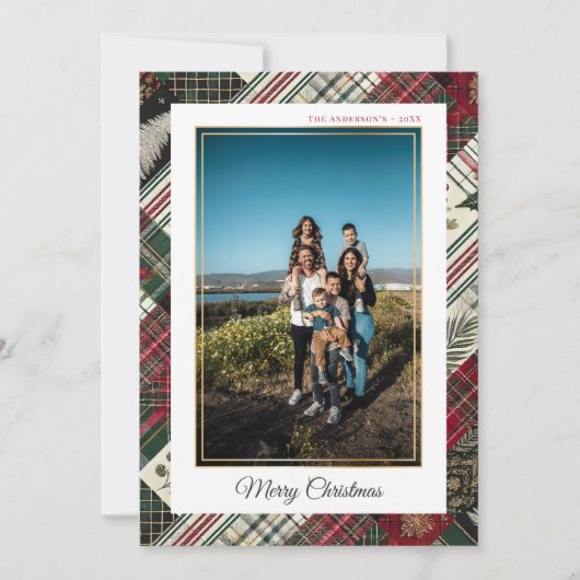 Vrolijk Kerstfeest Moderne Geplaagde Custom Photo Feestdagenkaart (Voorkant)