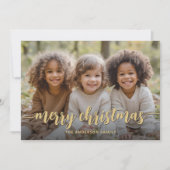 Vrolijk kerstfeest Moderne handgeschreven familief Feestdagenkaart (Voorkant)