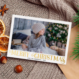 Vrolijk kerstfeest Moderne kalligrafie één foto-Fo Folie Feestdagenkaart