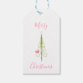 Vrolijk kerstfeest - Moderne kerstbomen Roze Blauw Cadeaulabel (Voorkant)